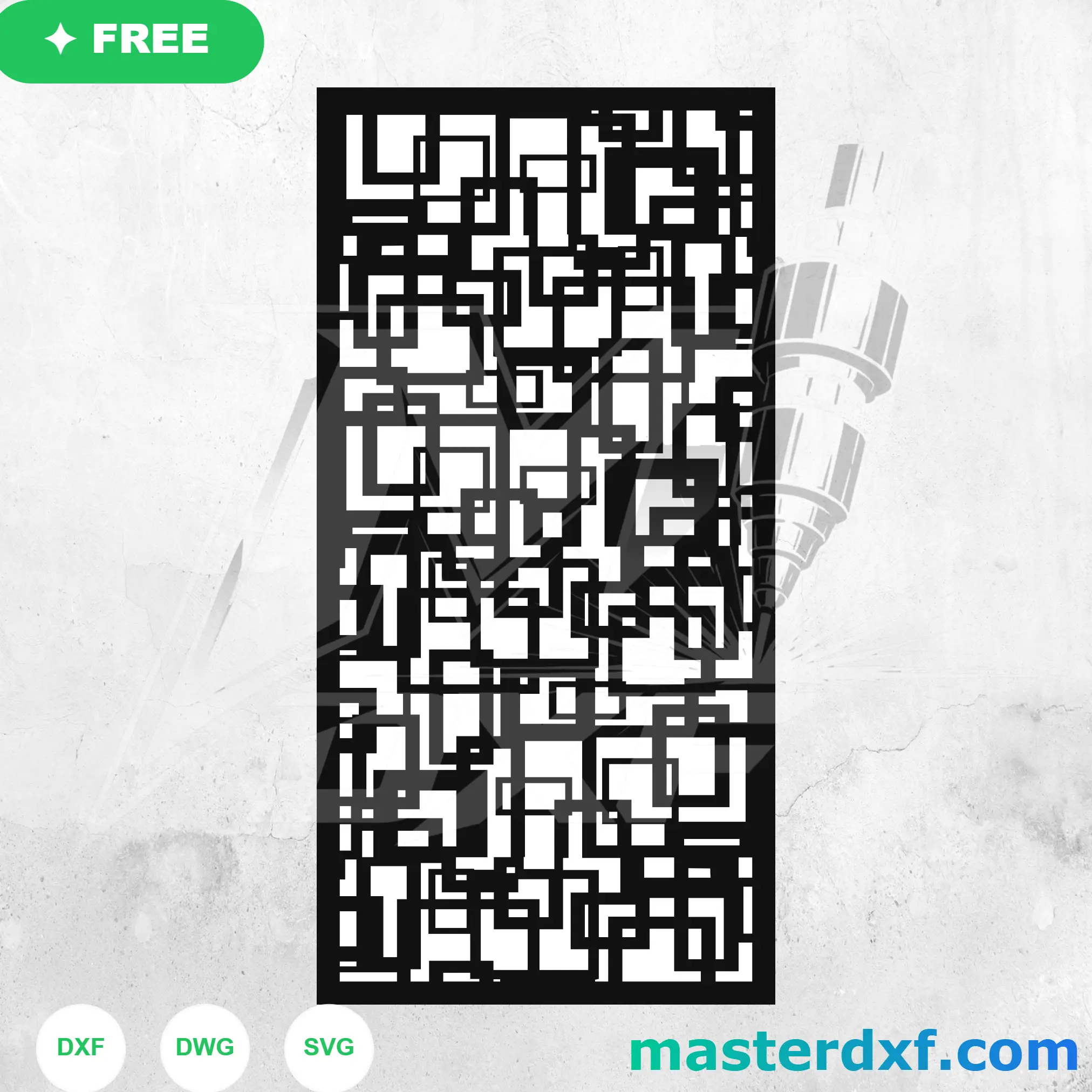 Modern Geometric Overlapping Squares Matrix Gate Design DXF File